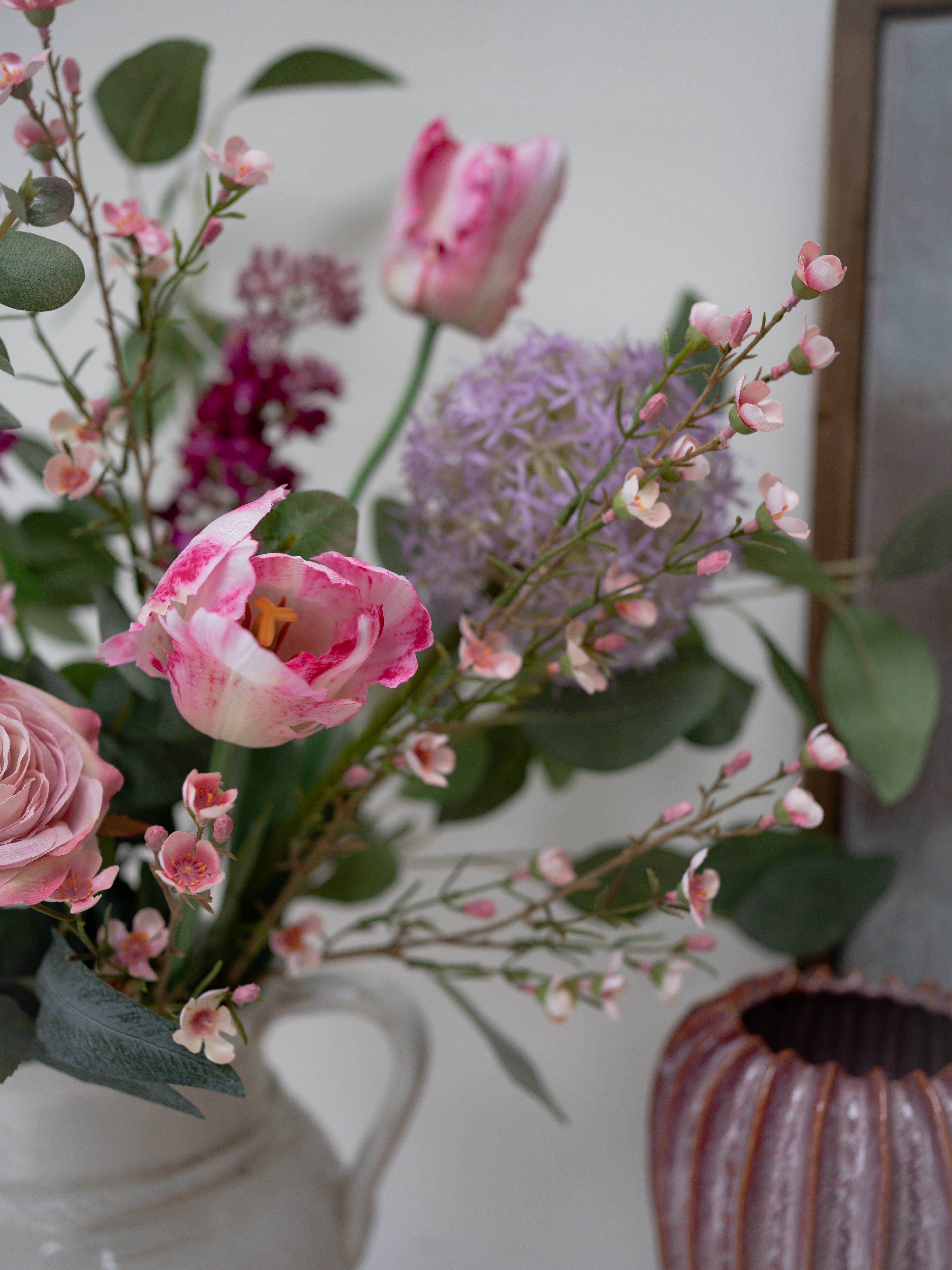 Bouquet of flowers in a vase with a blurred background