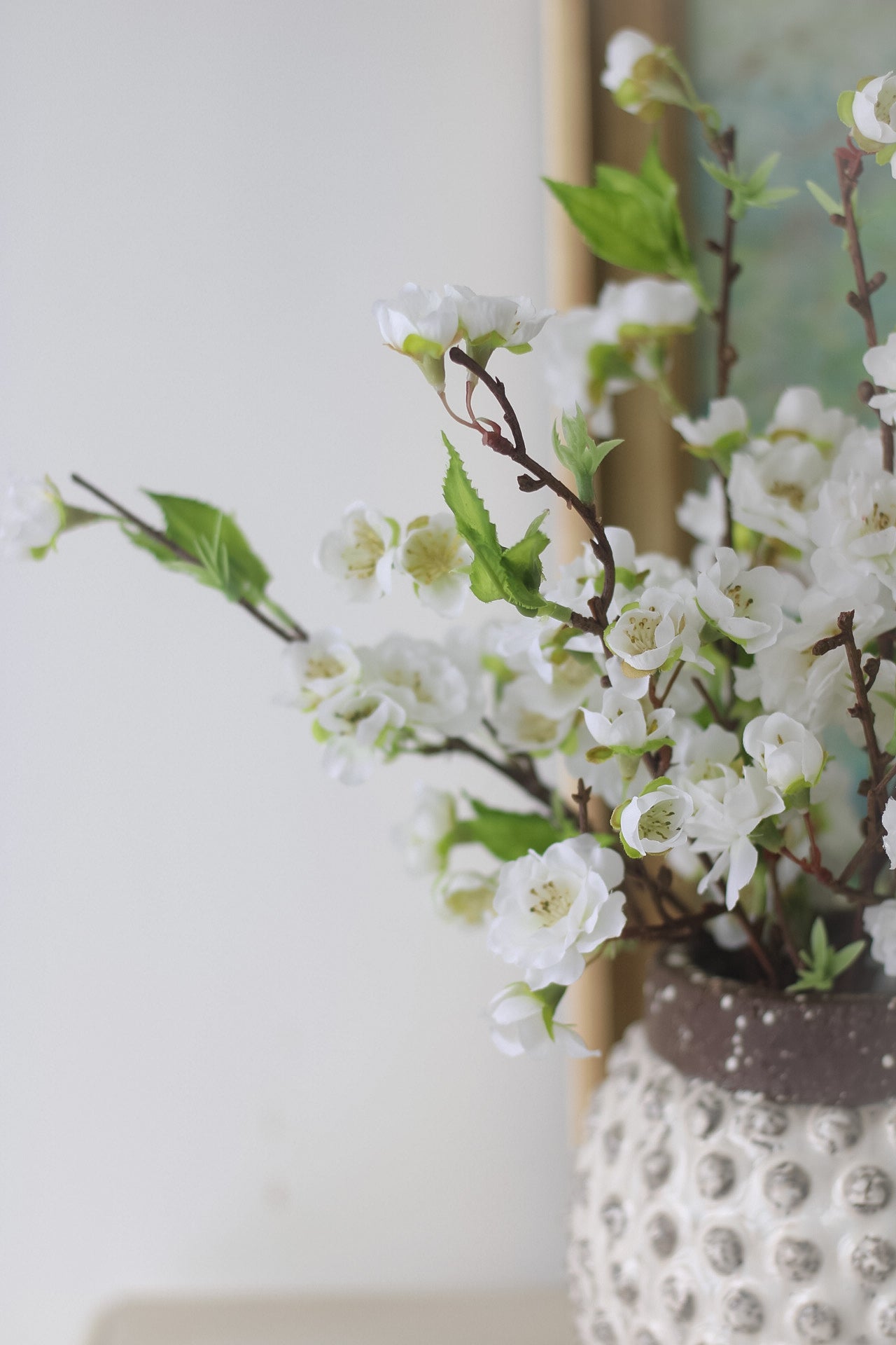 Faux White Short Stemmed Blossom Spray