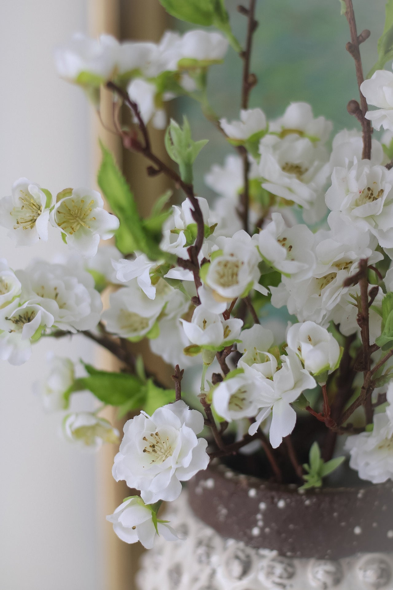 Faux White Short Stemmed Blossom Spray