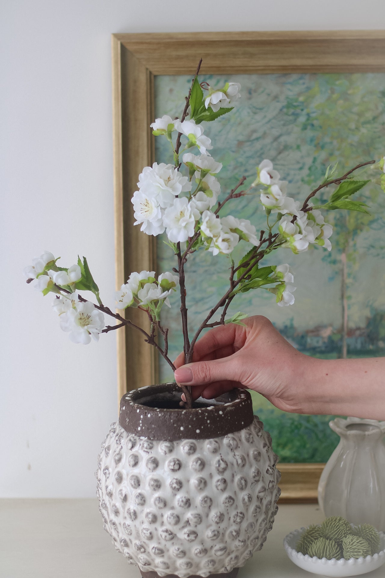 Faux White Short Stemmed Blossom Spray