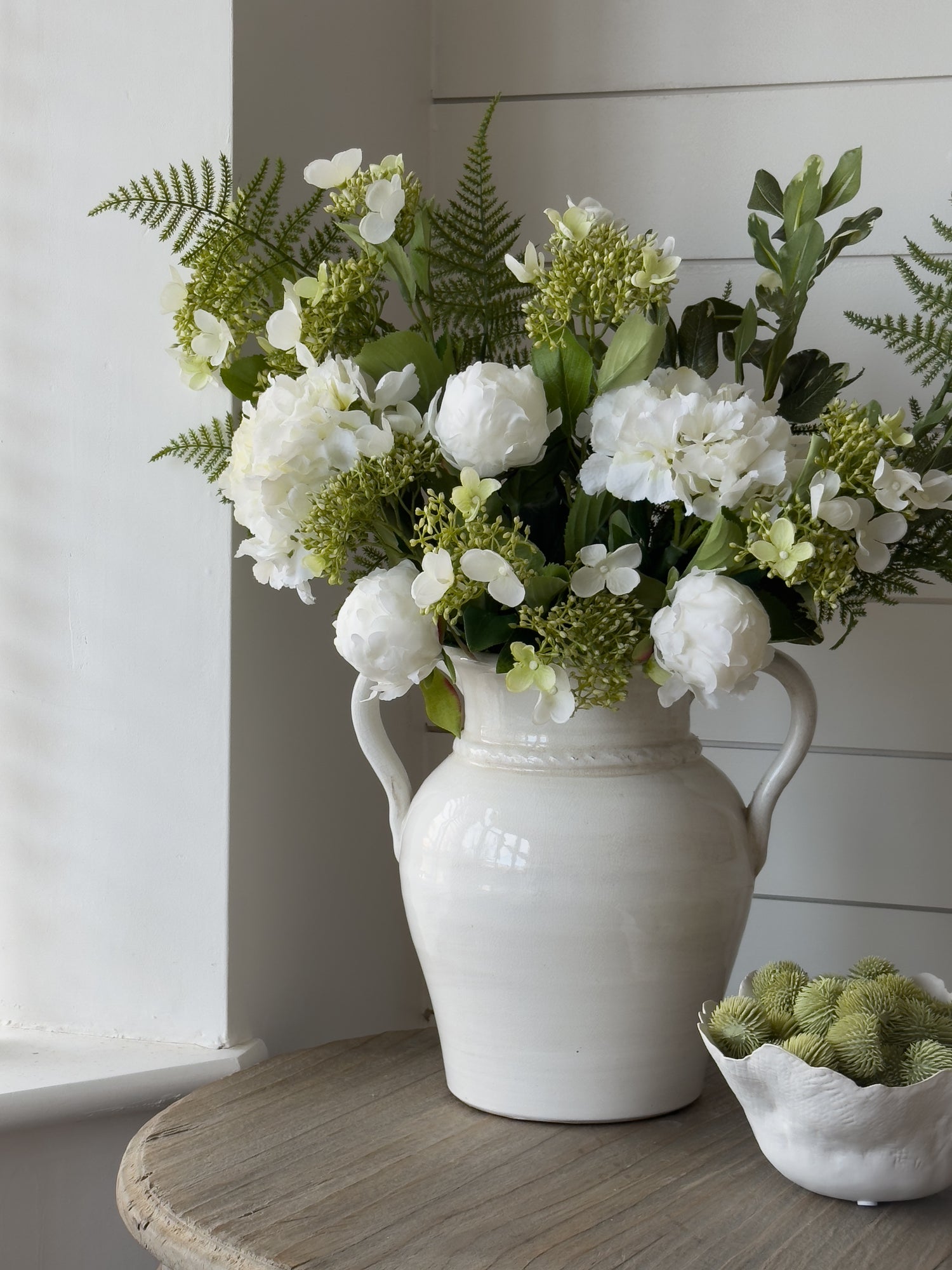 Faux White Spring Floral Arrangement