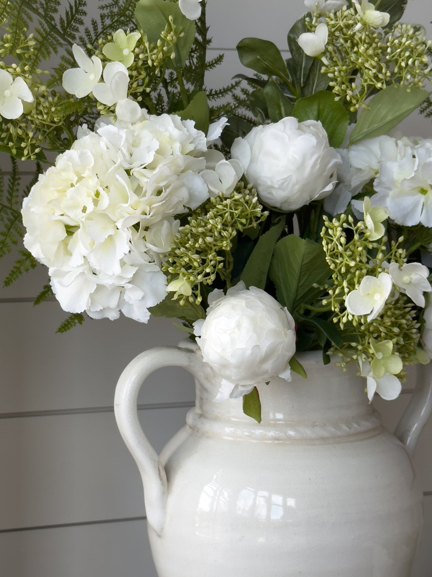 Faux White Spring Floral Arrangement