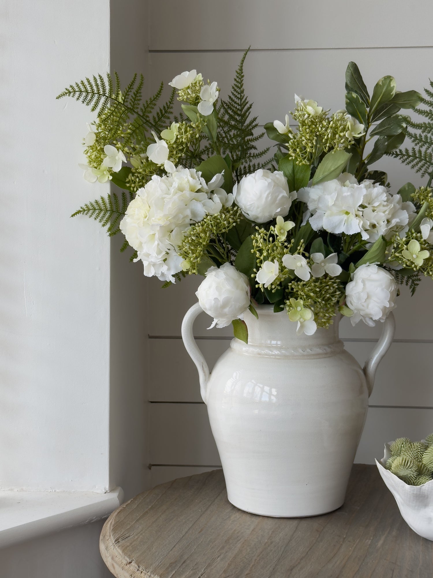Faux White Spring Floral Arrangement