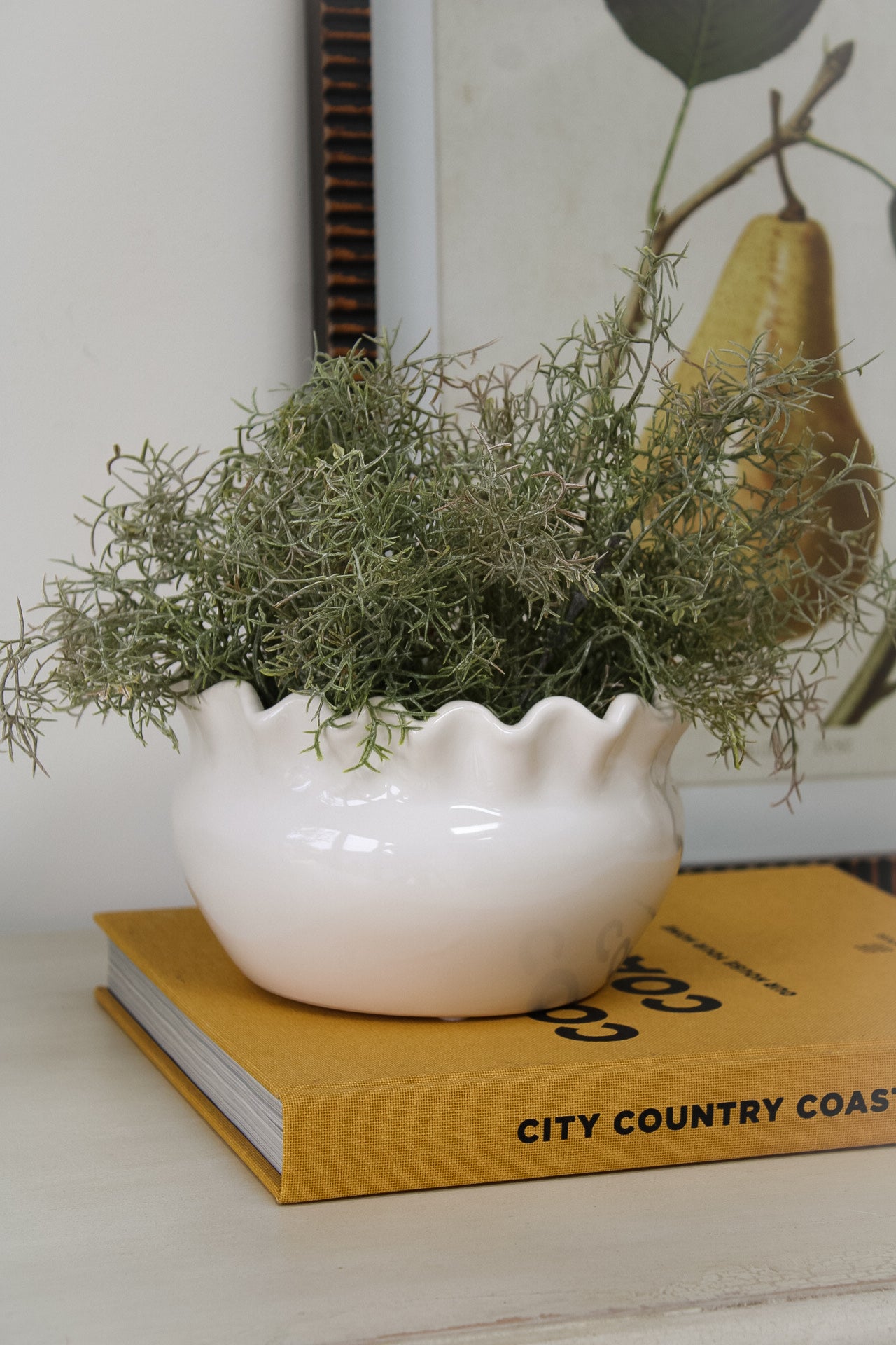 Frilly White Ceramic Glazed Vase
