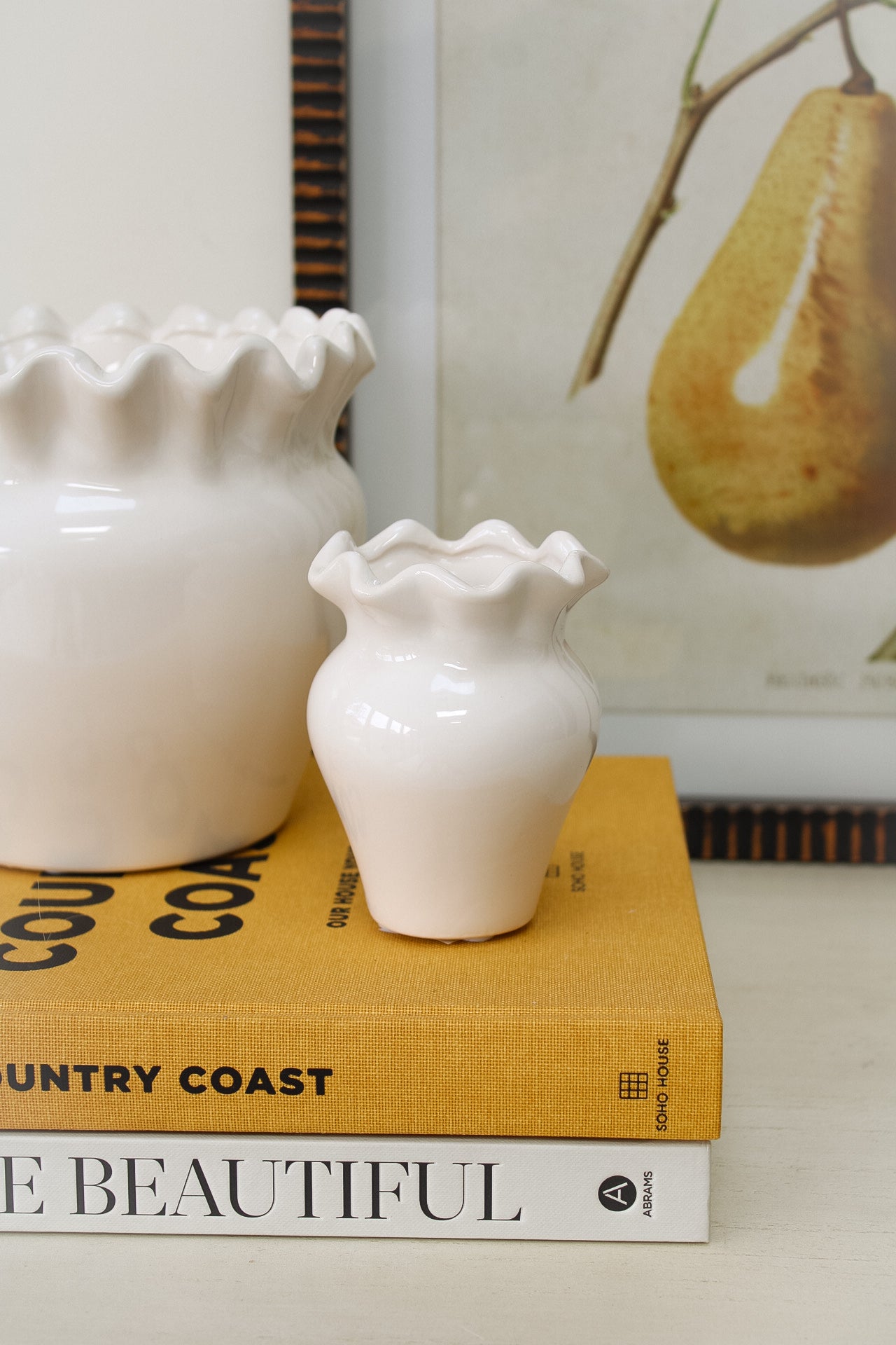 Frilly White Ceramic Glazed Vase