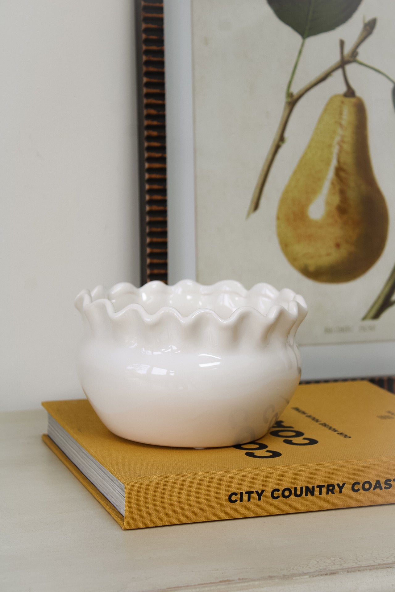Frilly White Ceramic Glazed Vase