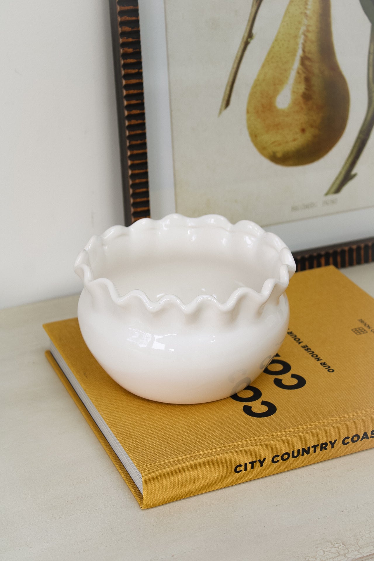 Frilly White Ceramic Glazed Vase