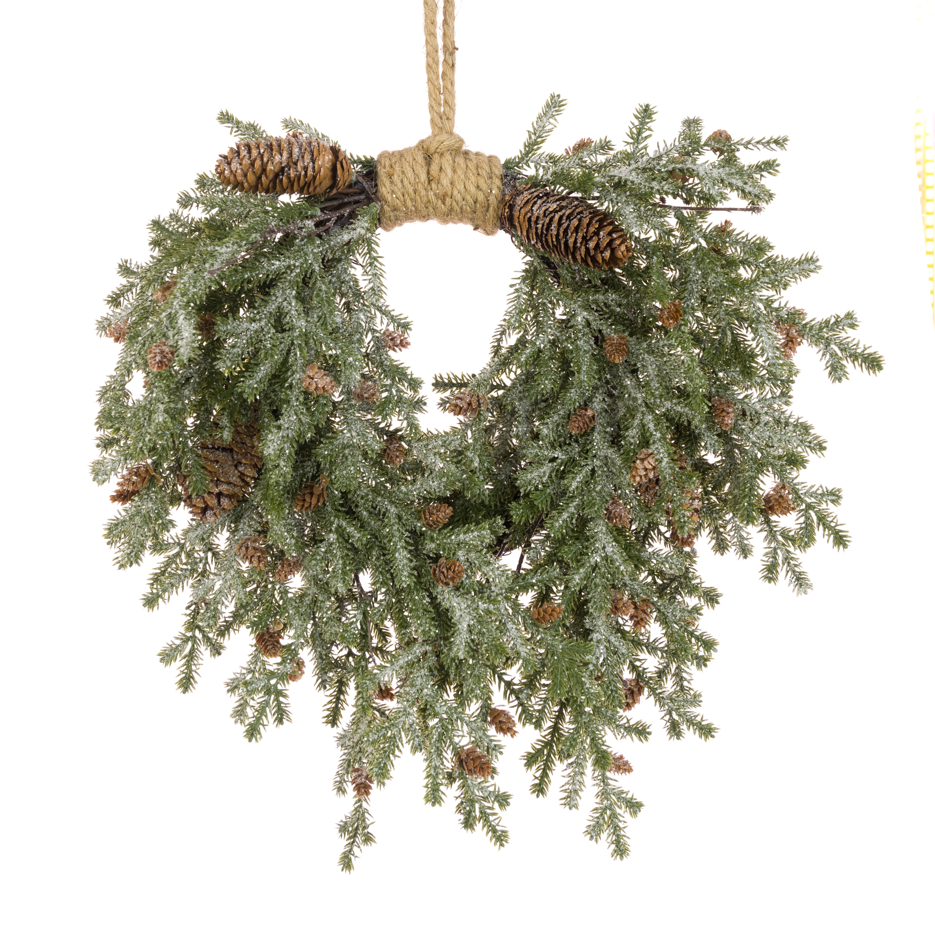 Frosted Pine Teardrop Jute Wreath