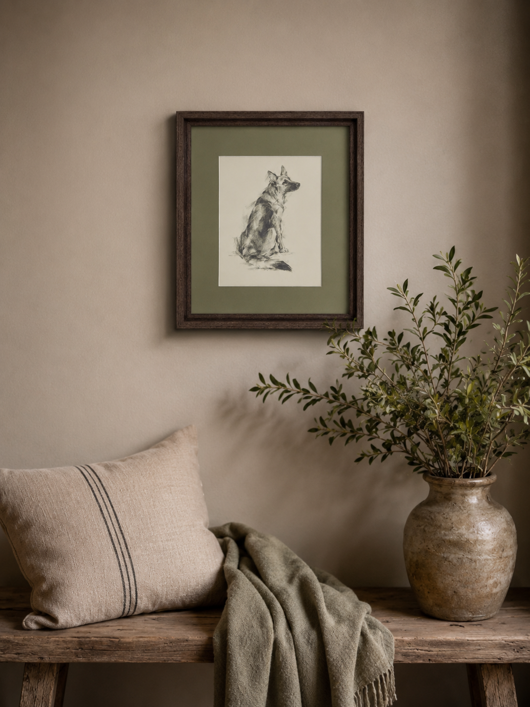 German Shepherd Puppy Dog Framed Wall Art