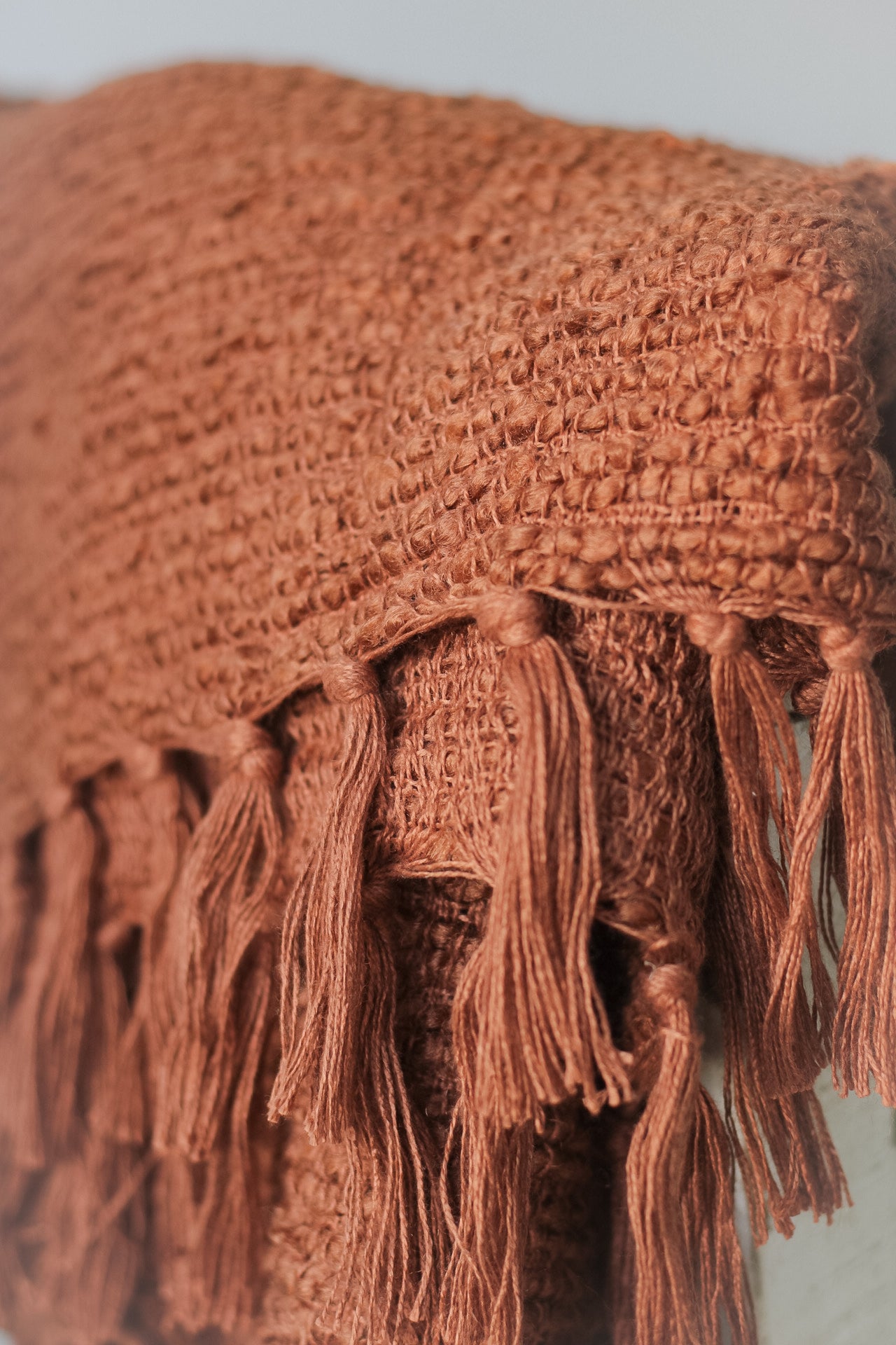 Ginger Textured Boucle Tasselled Throw for beautiful home decor