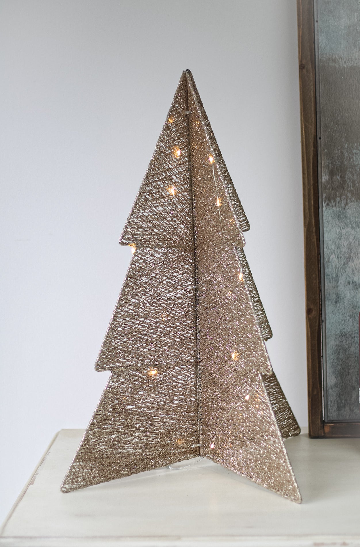 Gold Folded Christmas Tree with LED Lights 003