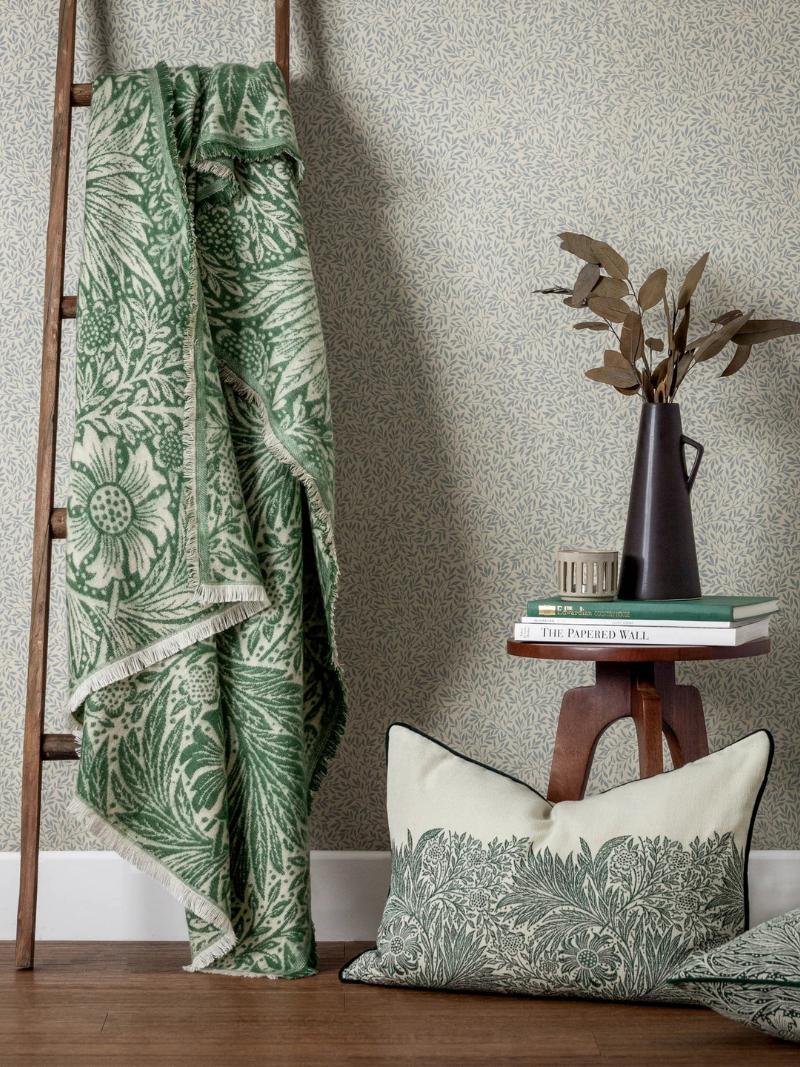 Green Botanical Jacquard Throw