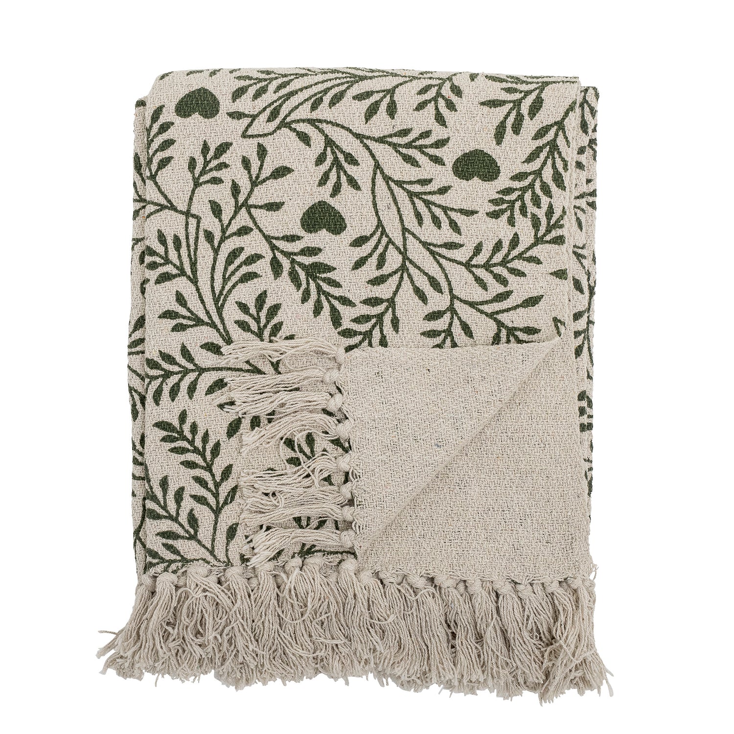 Green Heart and Botanical Leaves Throw