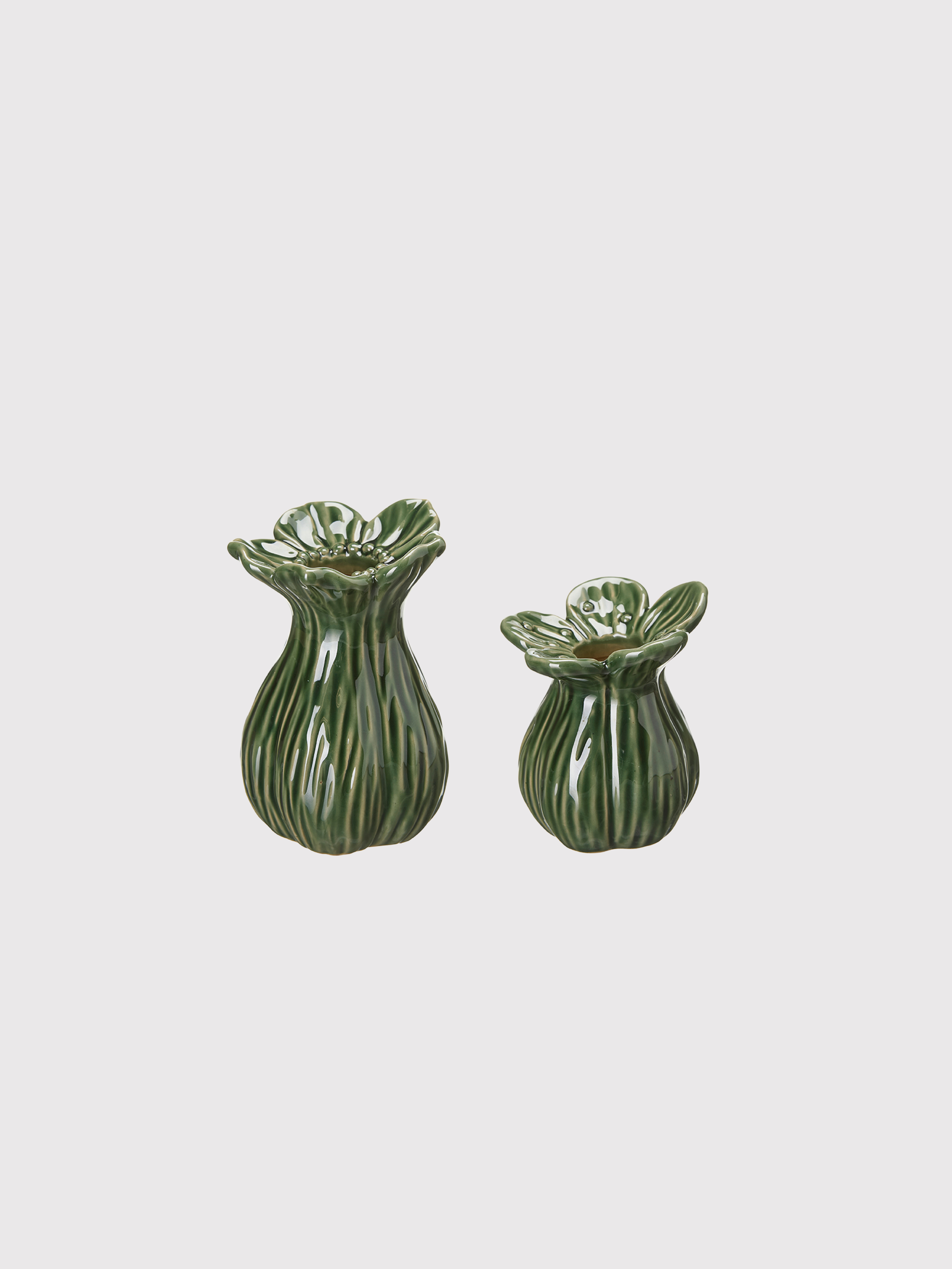 Green Petal Bud Vases | Set of 2