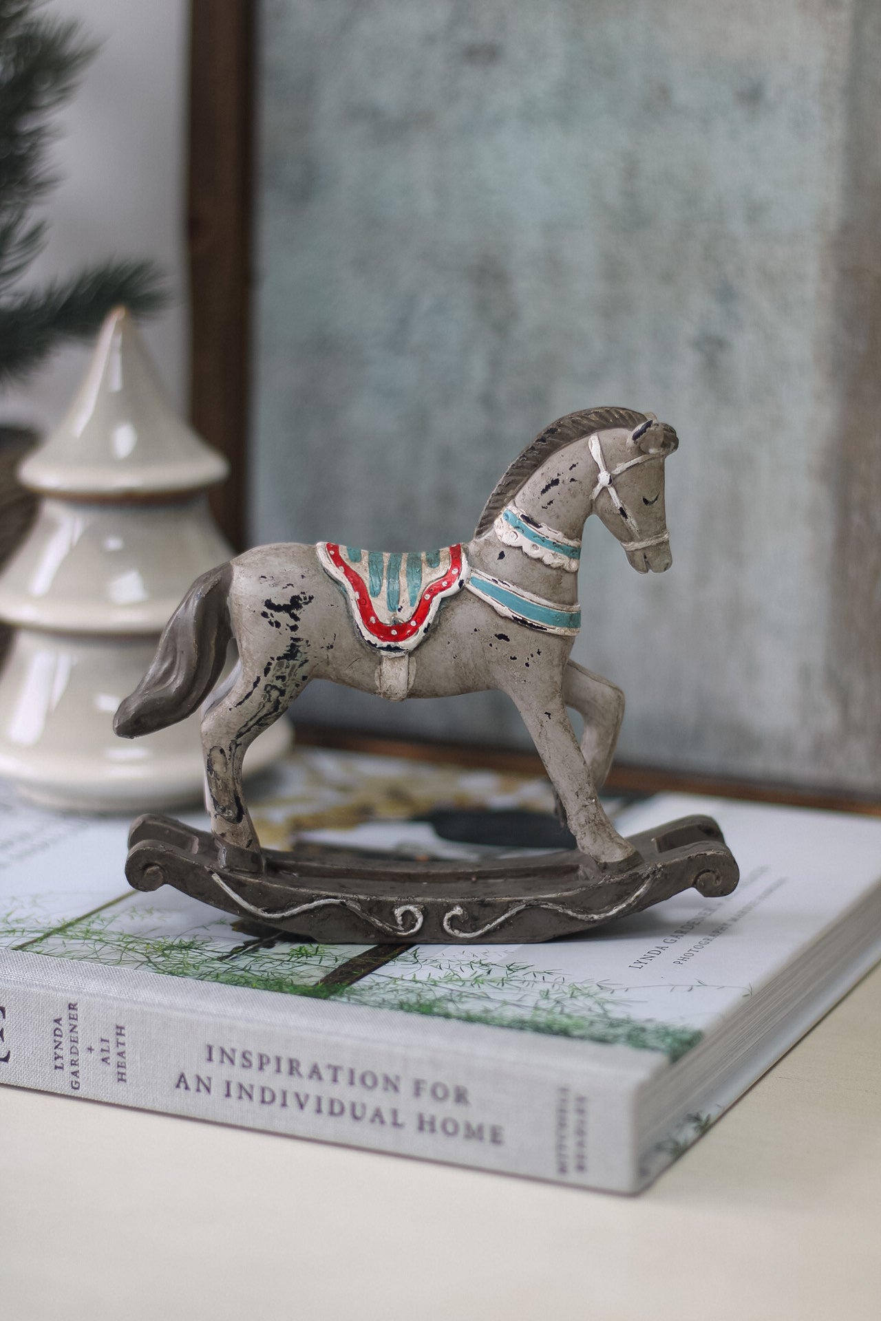 Grey Vintage Rocking Horse Ornament 001