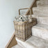 Grey Washed Rattan wicker Stair Basket