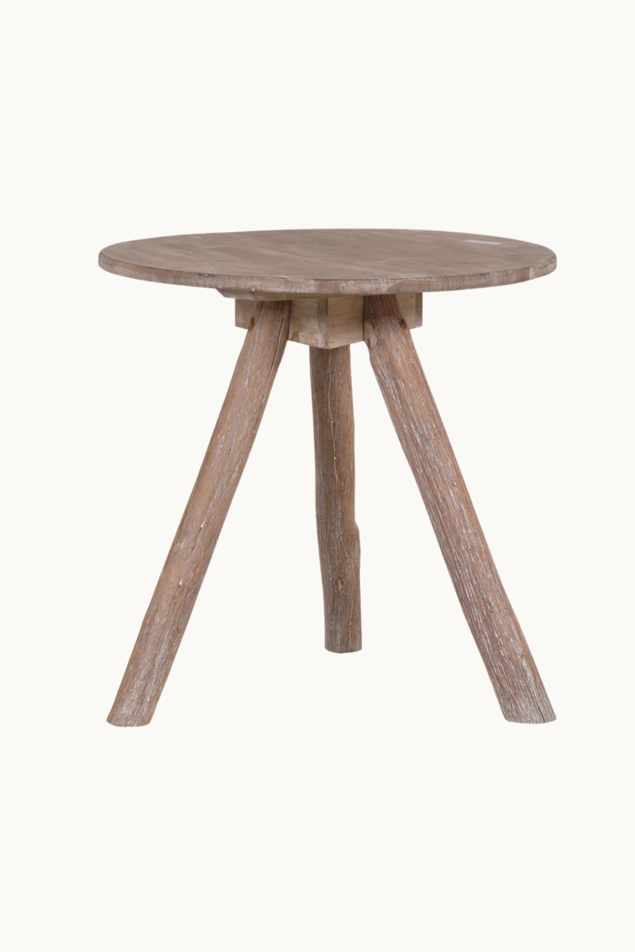 Grey Washed Round Wooden Tripod Side Table