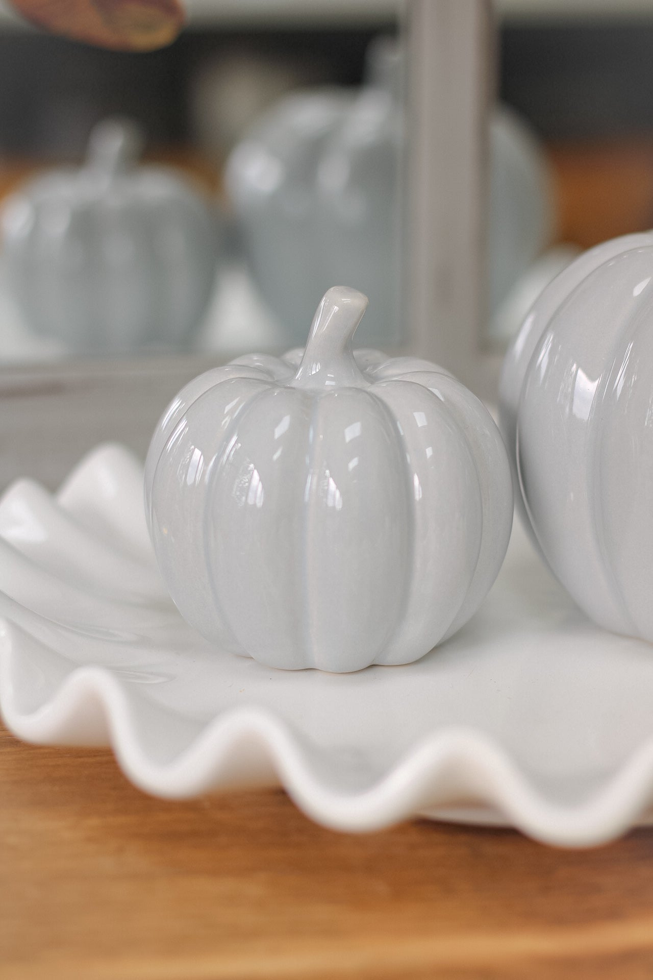 Grey ceramic autumn Pumpkin decoration