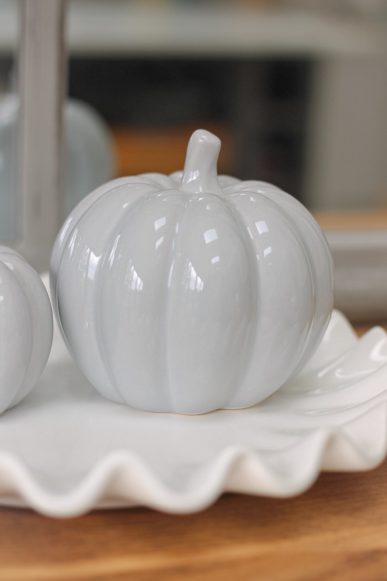 Grey ceramic autumn Pumpkin decoration