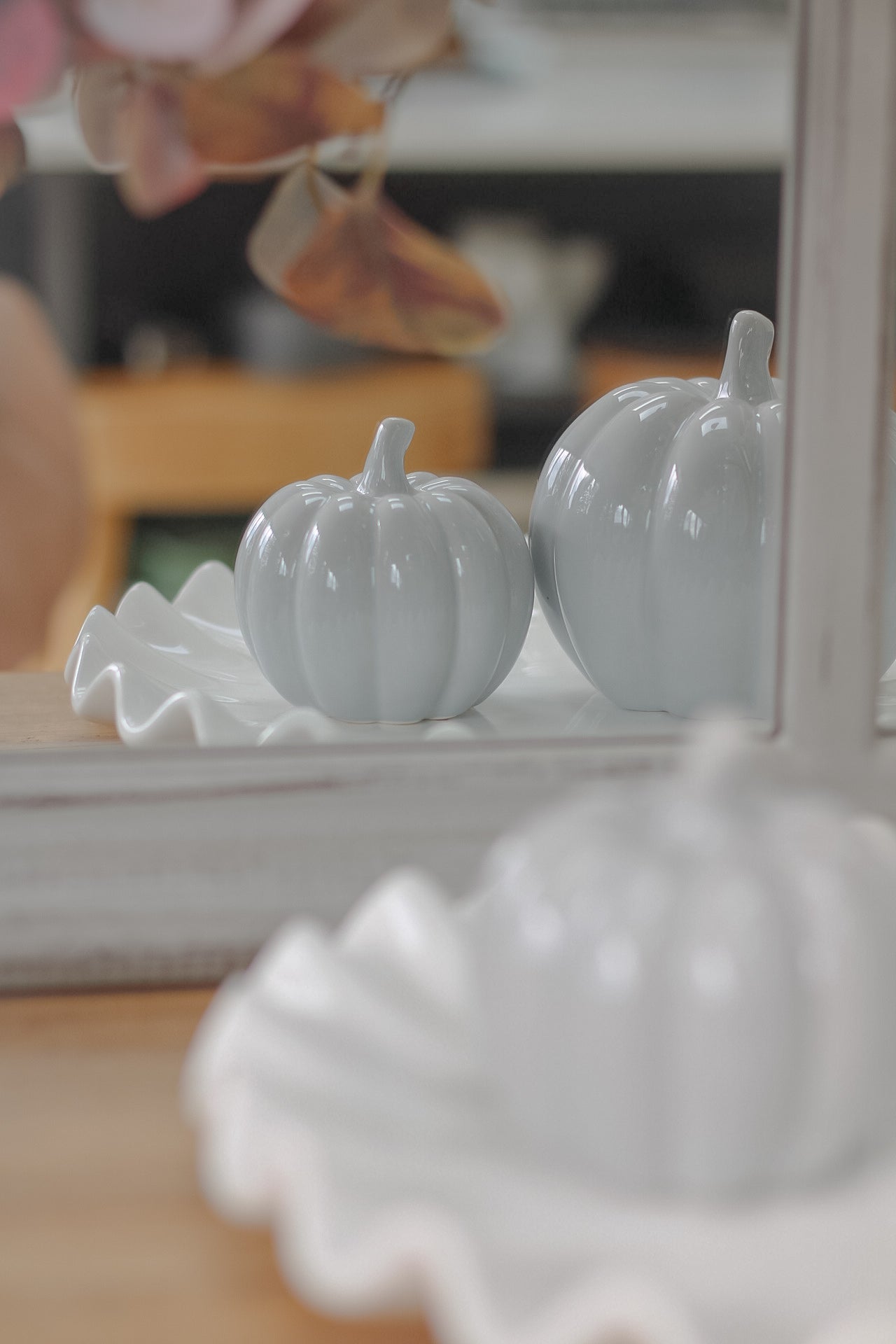 Grey ceramic autumn Pumpkin decoration