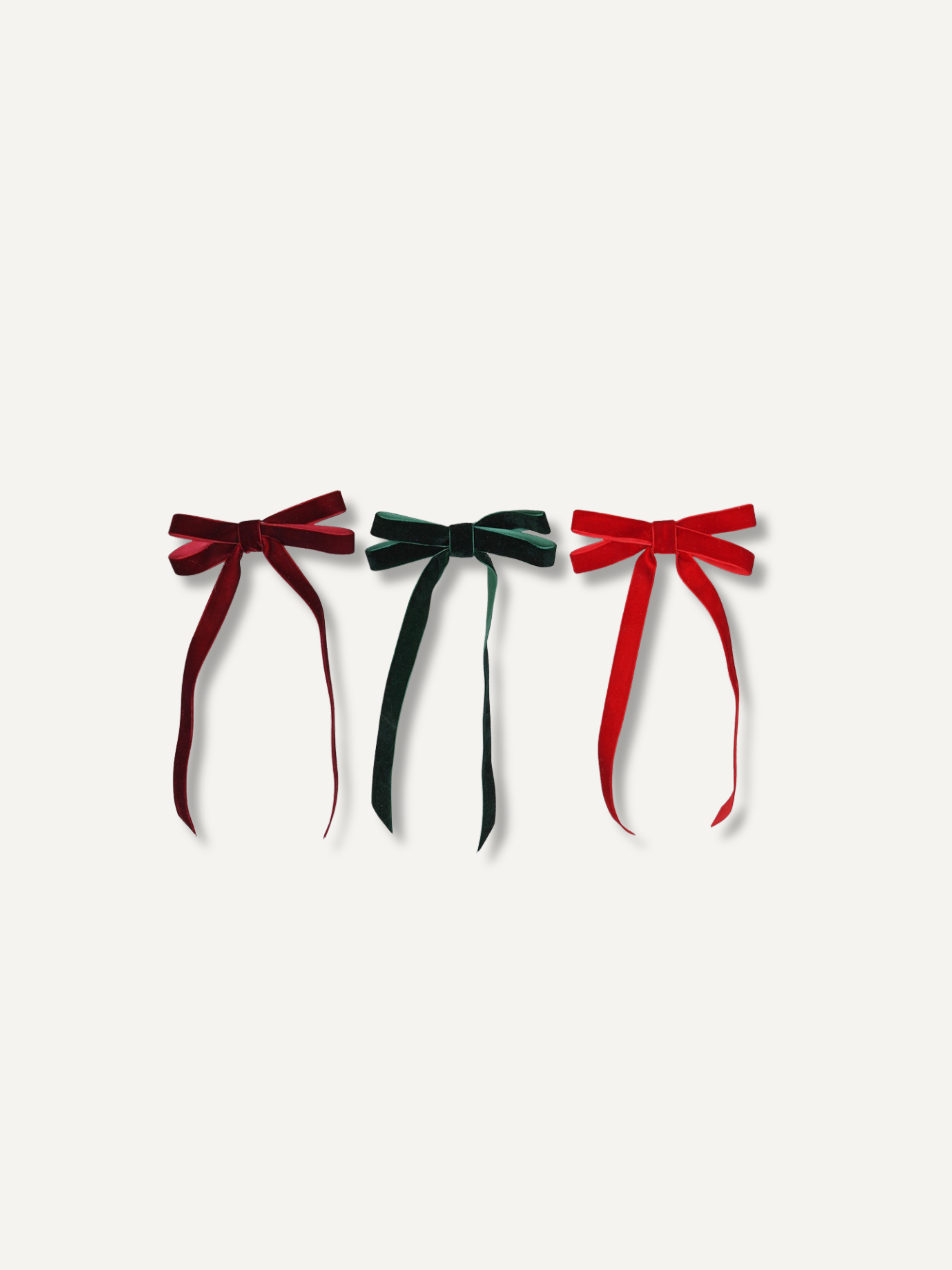 Set of Three Red & Green Bows