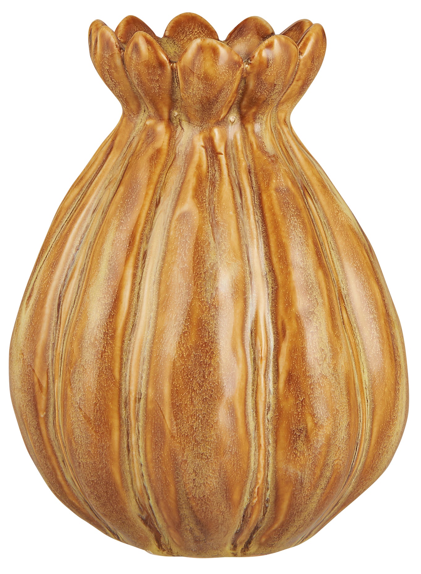 Honey Brown Poppy Head Vase