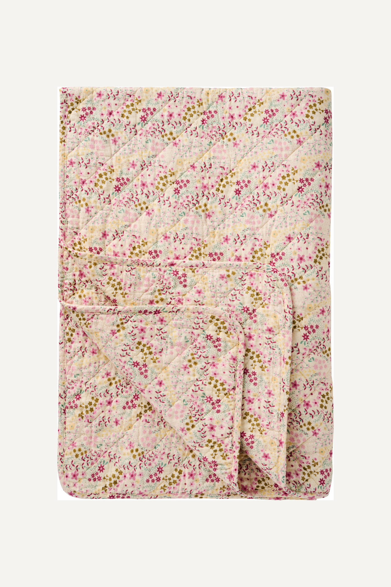 Light Pink Ditsy Floral Quilted Blanket