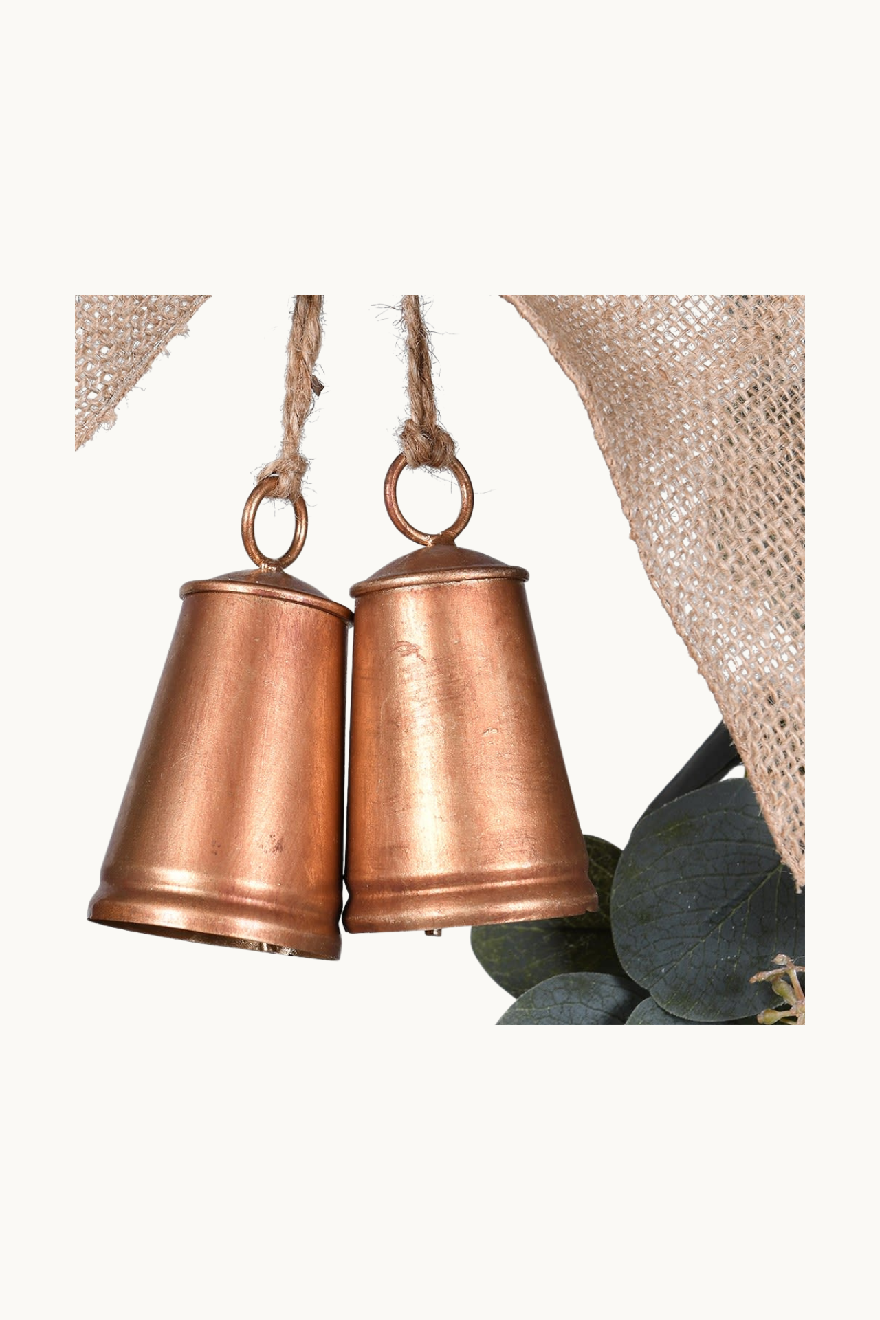 Luxury Faux Christmas Eucalyptus Wreath with Burlap Bow and Bells