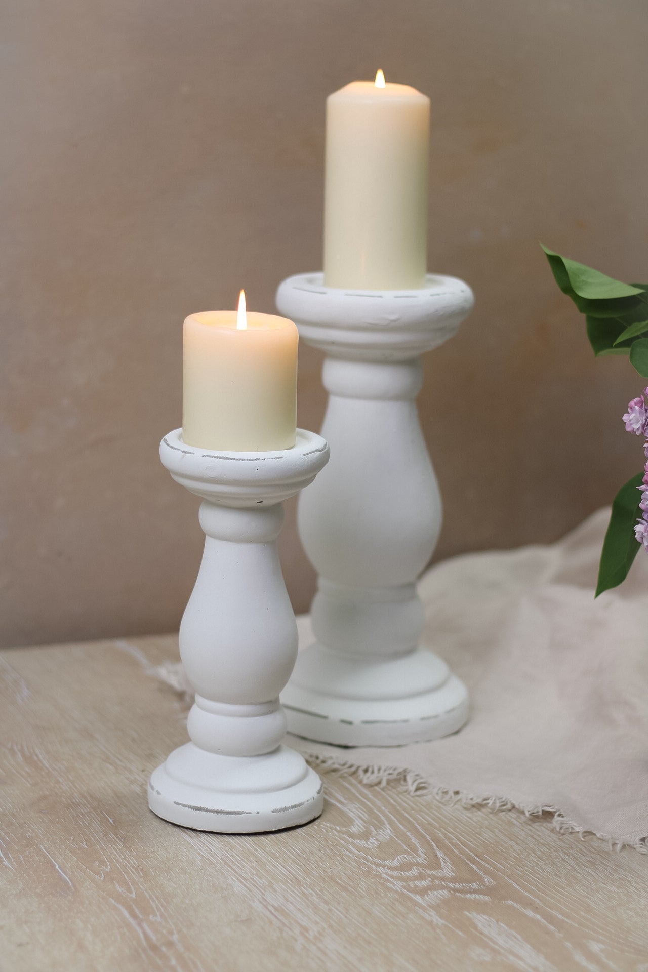 Matt White Stone Candlestick