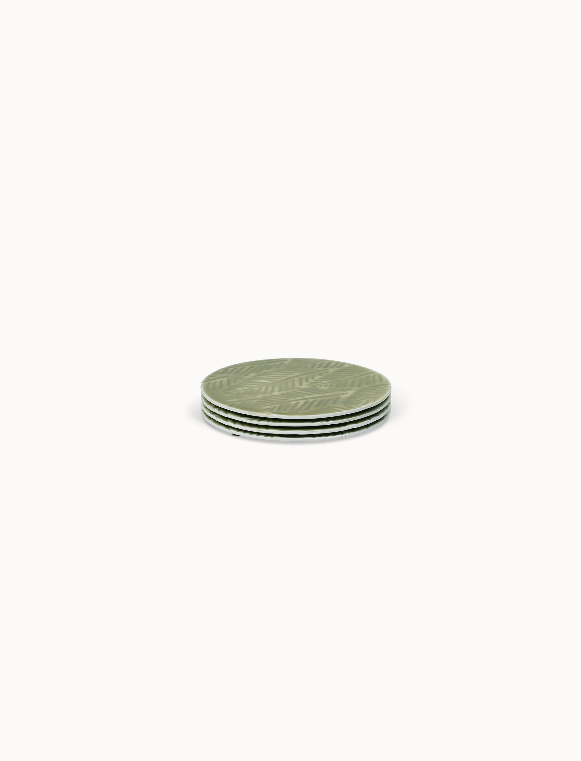 Moss Green Round Leaves Coasters