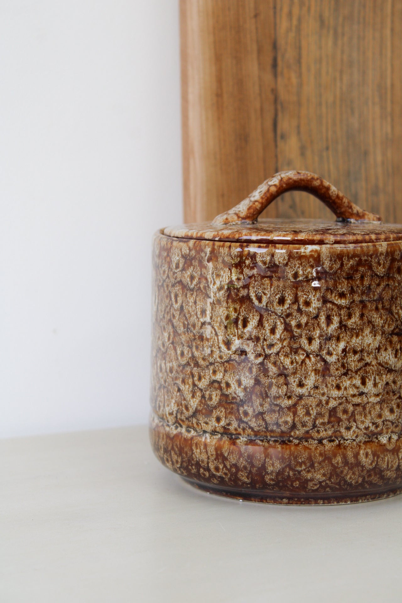 Mottled Brown Ceramic Lidded Jar