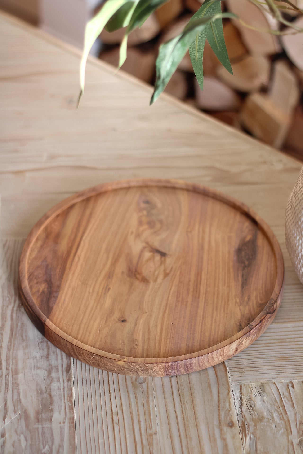 Natural Wooden Round Tray