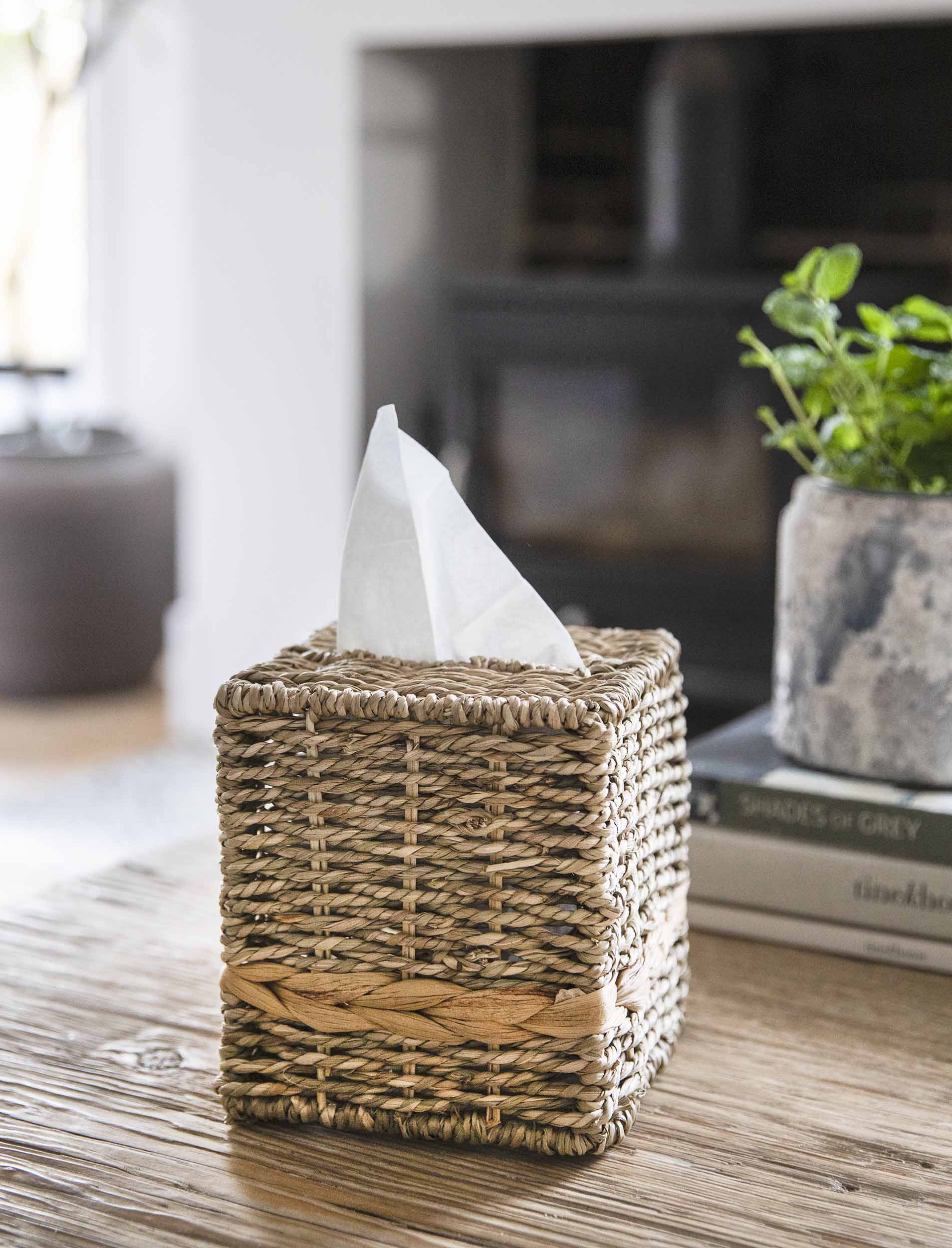 Natural Woven Seagrass Square Tissue Box Holder