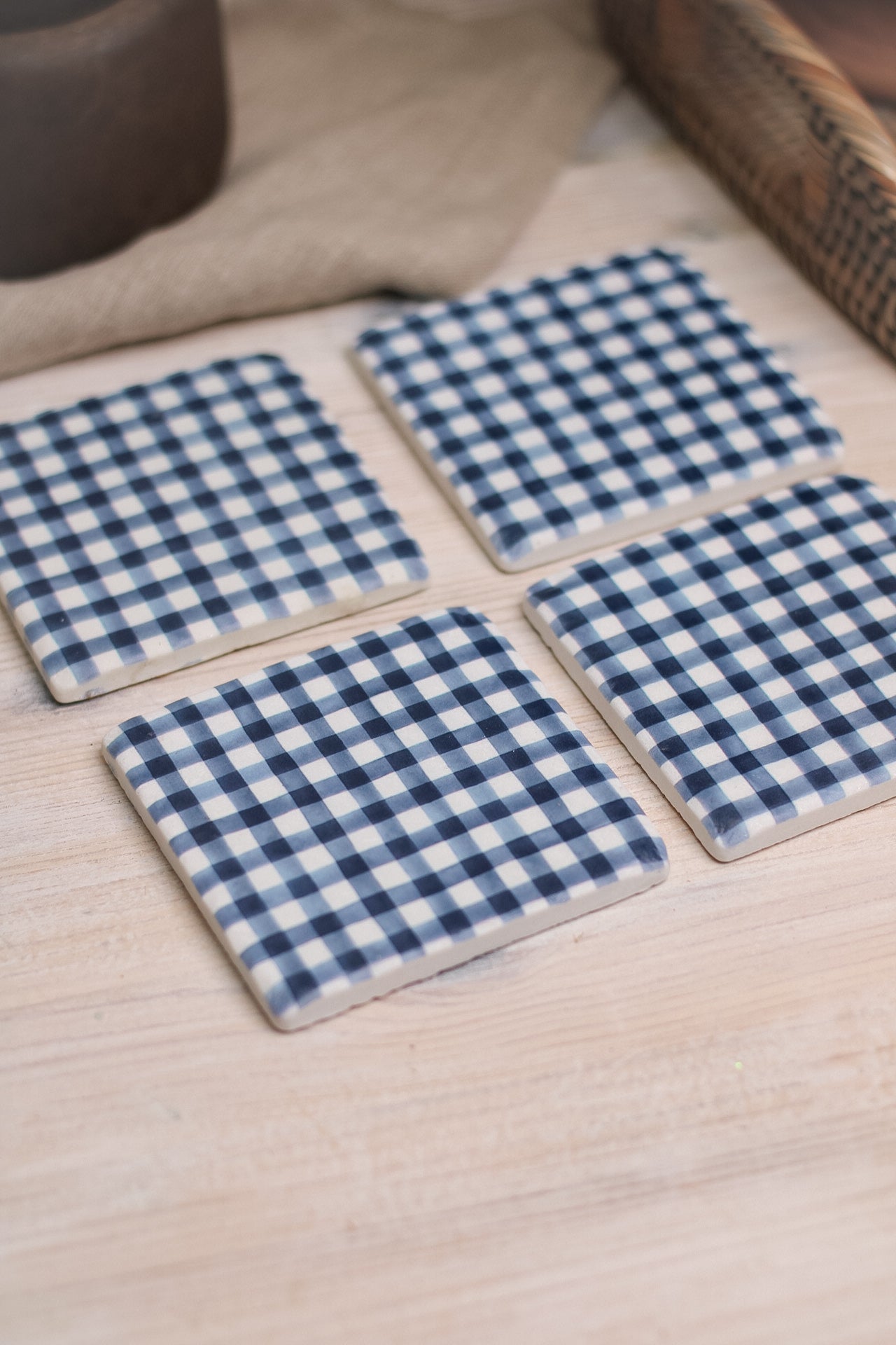 Navy Gingham Coasters