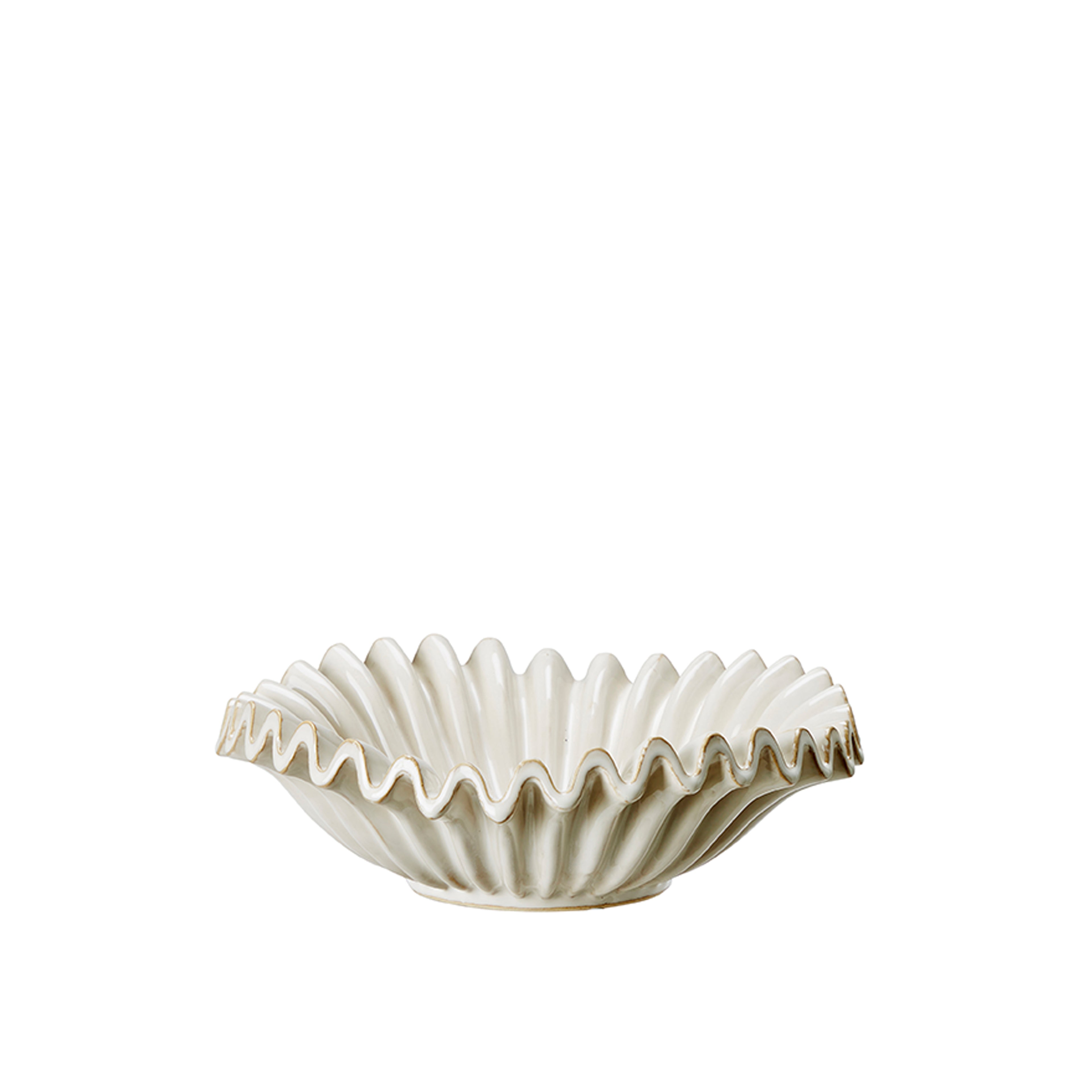 White ceramic bowl with a ribbed texture on a white background