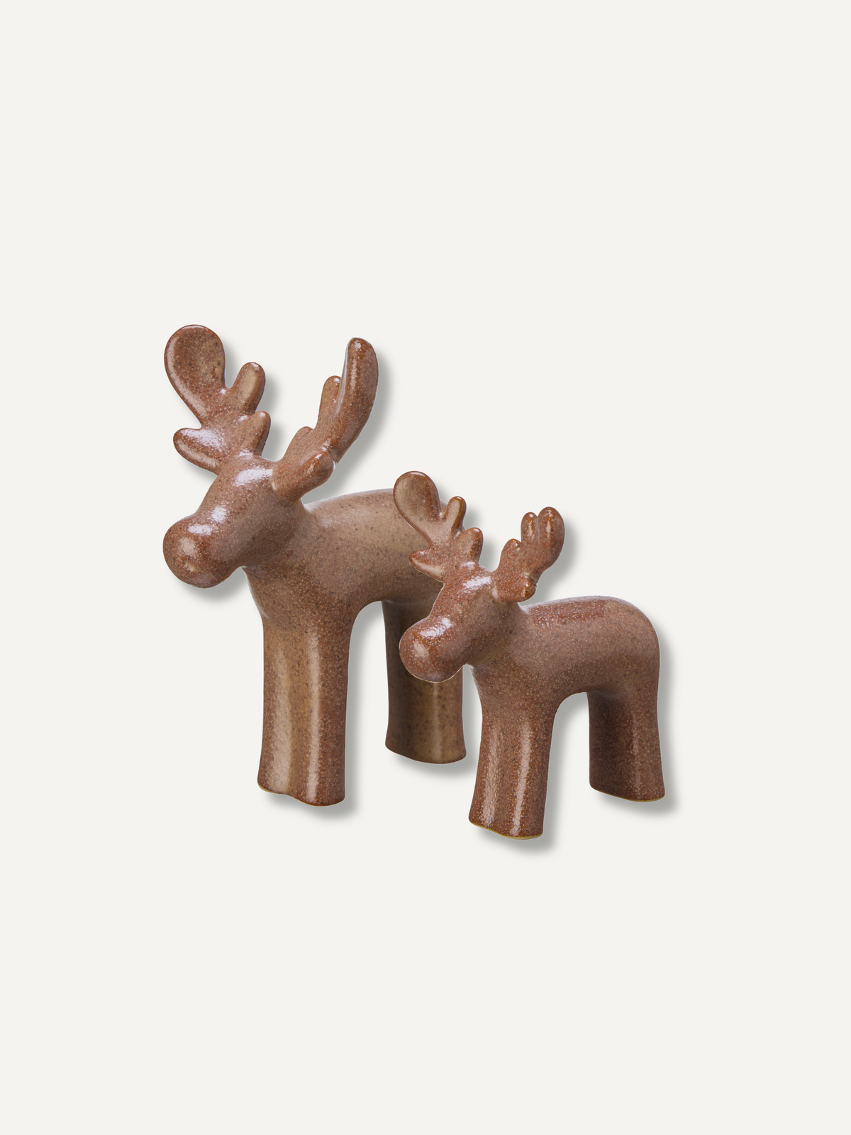 Pair of Brown Melange Reindeer Ornaments