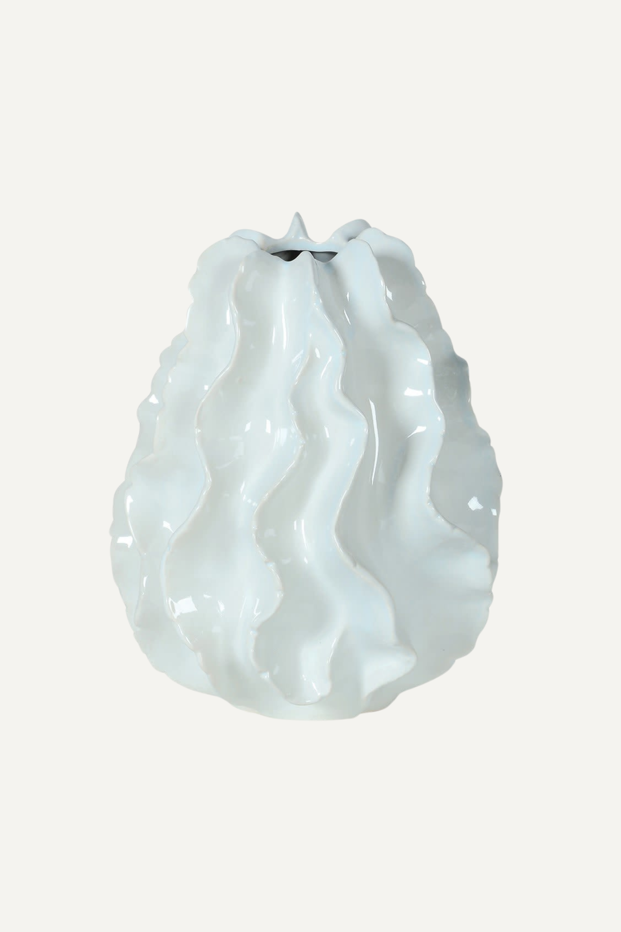 Pale Blue Organic Wave Ceramic Vase