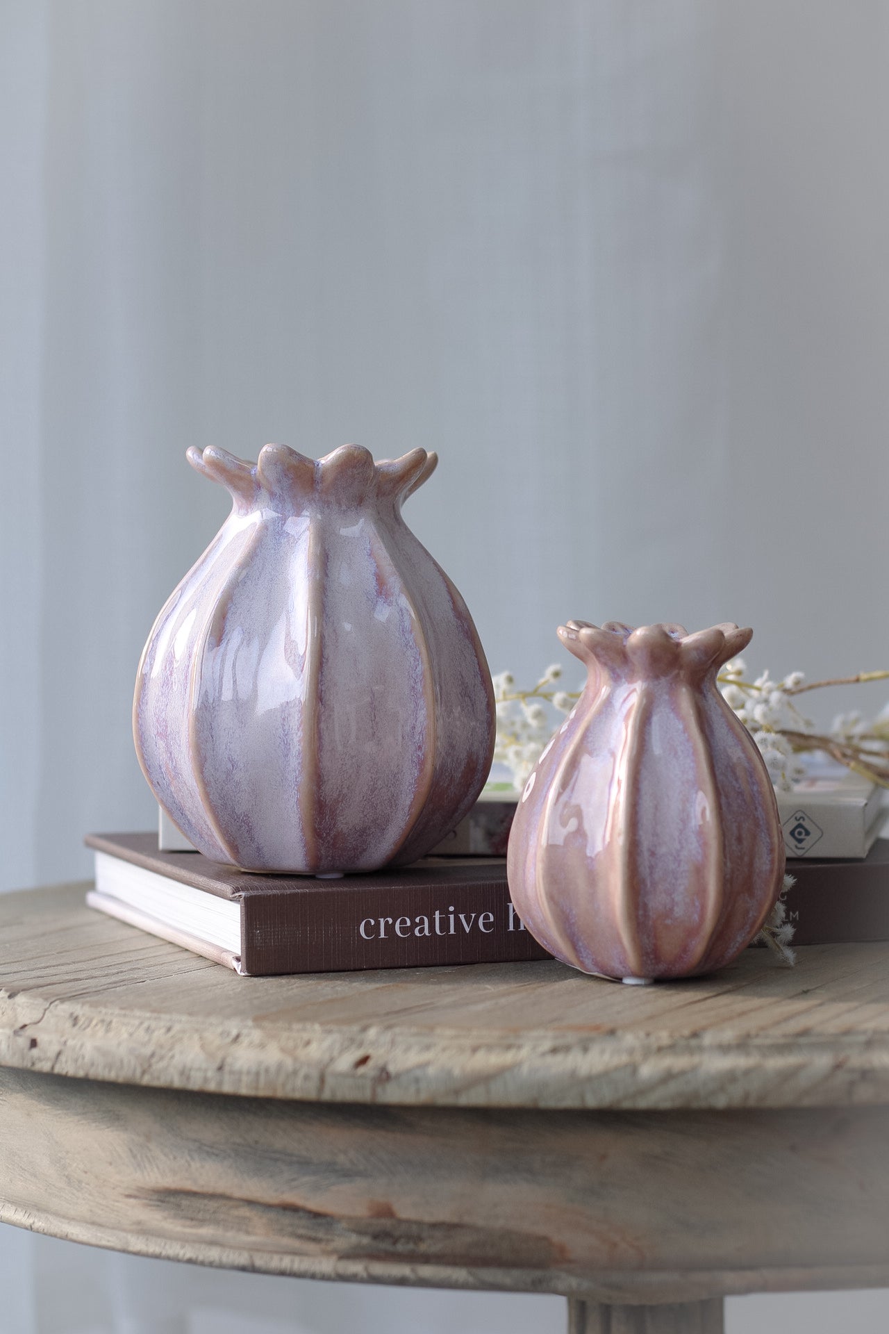 Pale Pink Poppy Head Vase