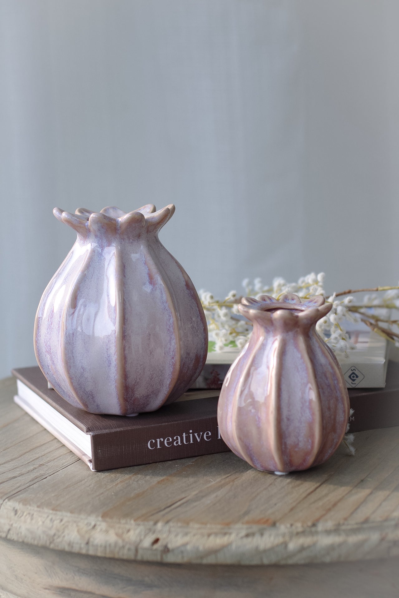 Pale Pink Poppy Head Vase