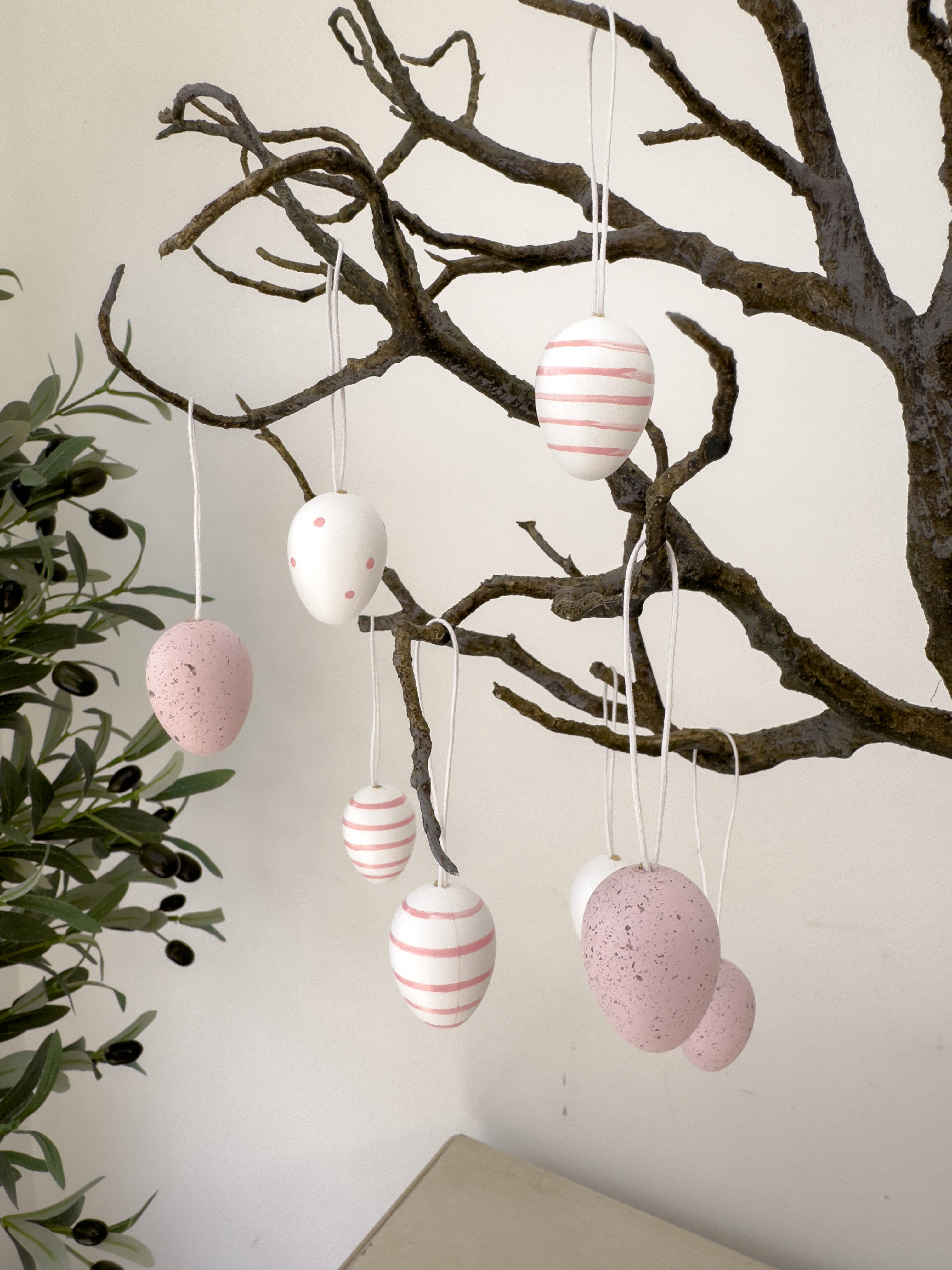 Pink and White Easter Eggs | Set of 9