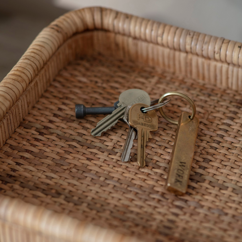 Raised Natural Rattan Tray on Feet
