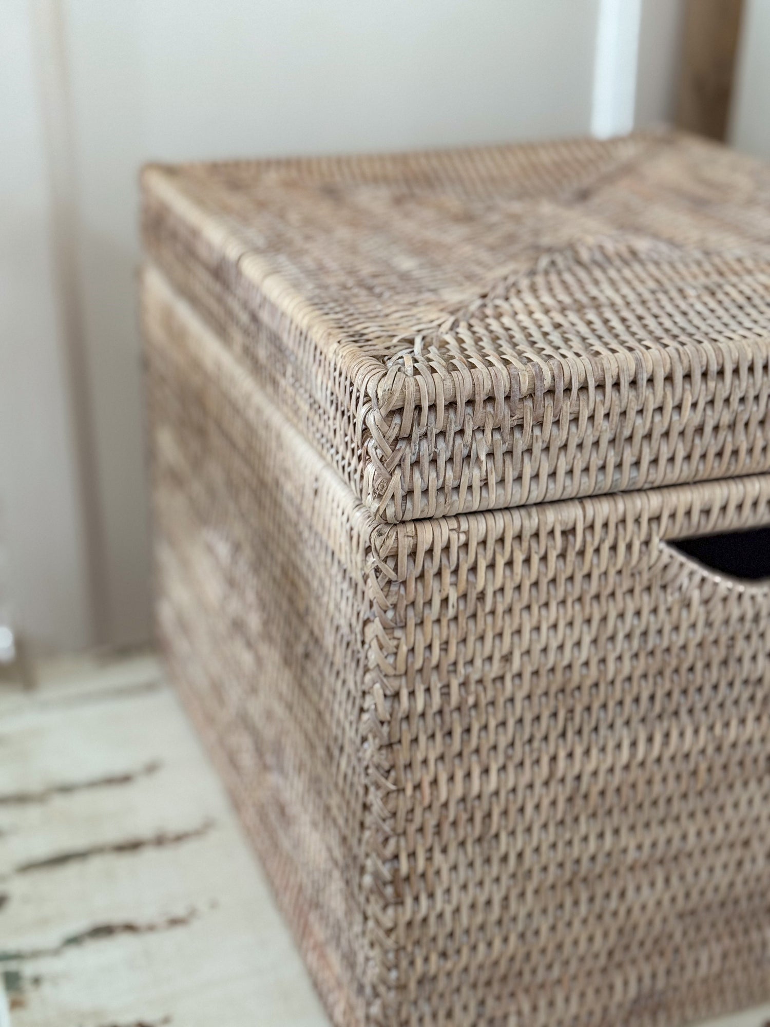 Rectangular Rattan Storage Basket with Lid