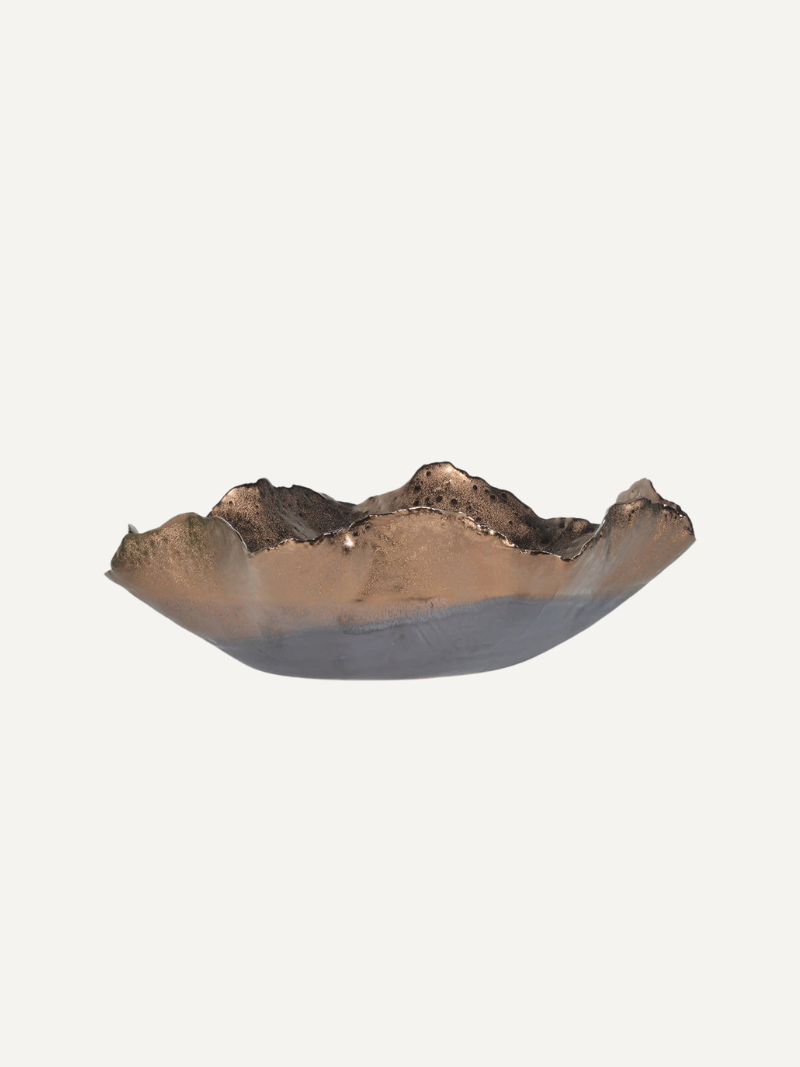 Rich Umber Large Ceramic Wave Bowl