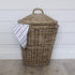 Round Wicker Grey Washed Laundry Basket With Lid