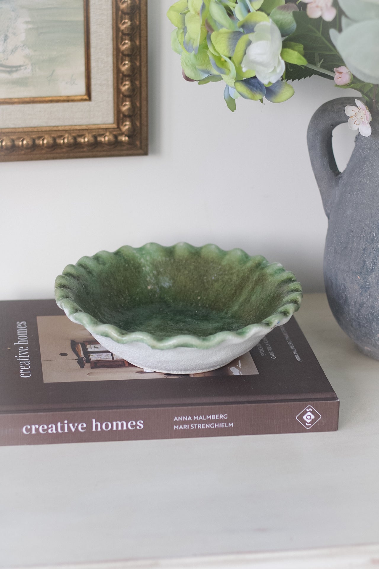 Ruffled Green Decorative Bowl