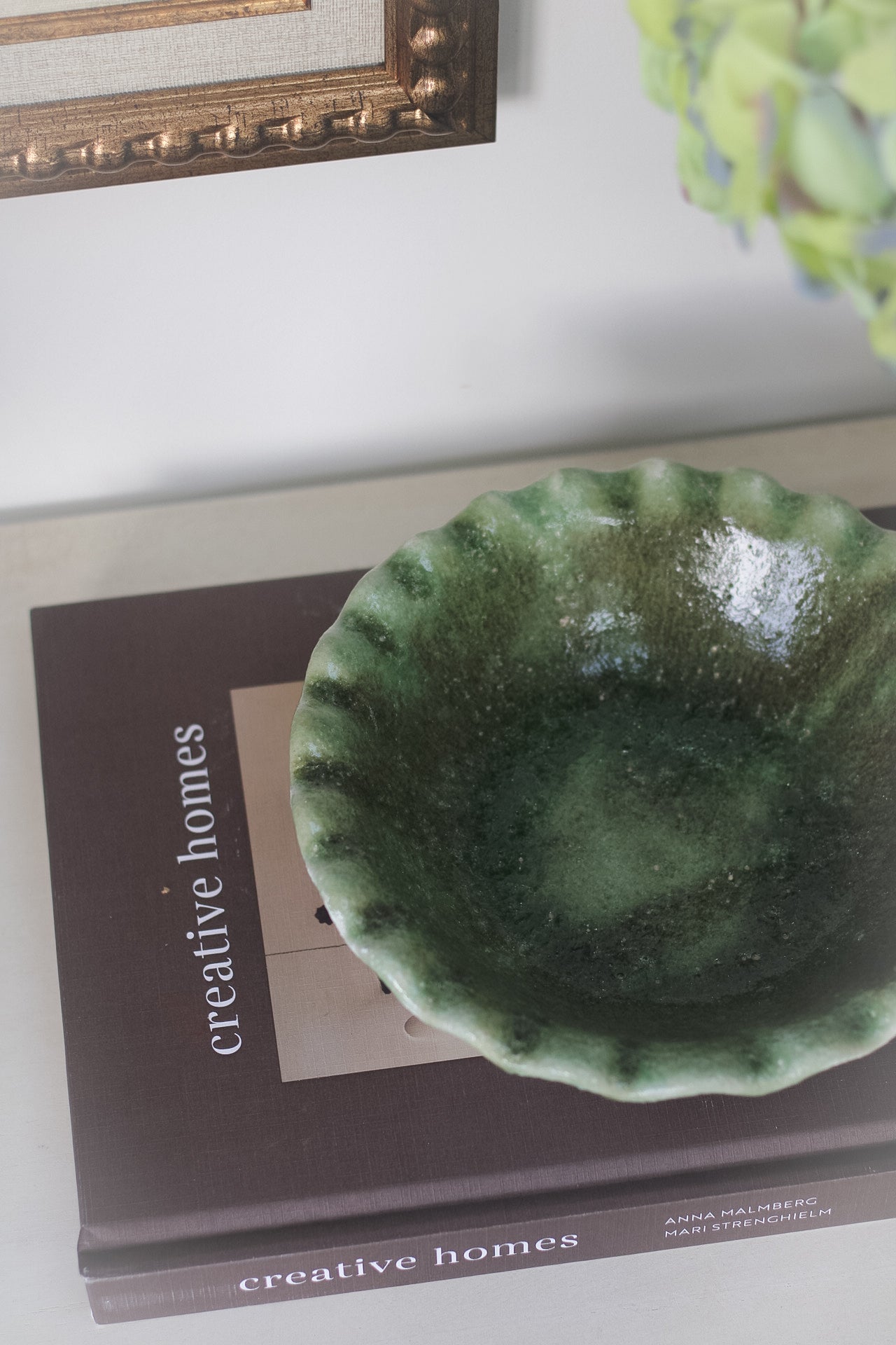 Ruffled Green Decorative Bowl