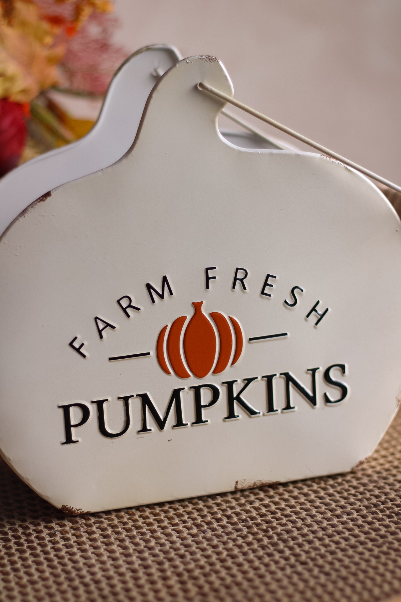 Decorative trug shaped like a pumpkin with &