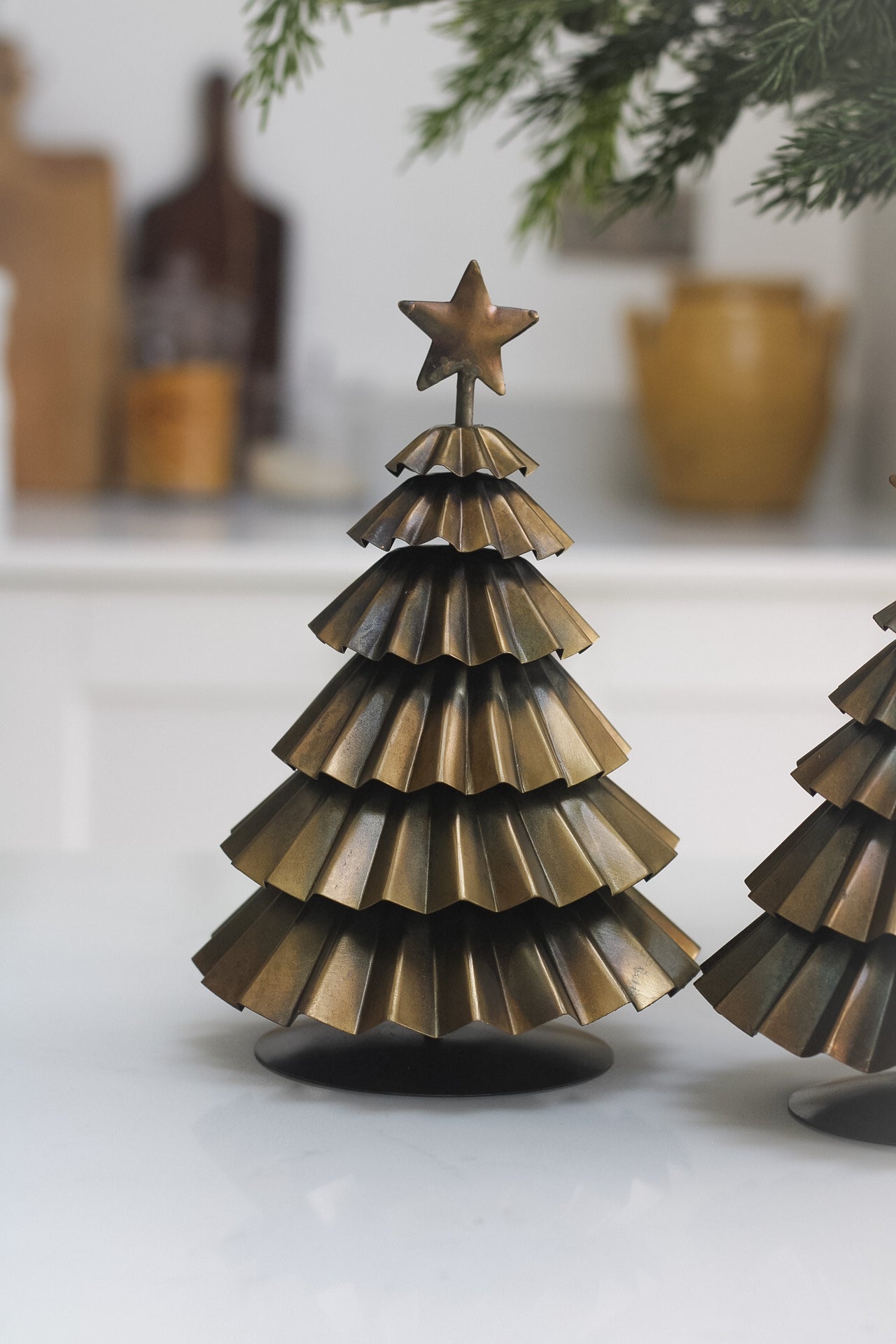 Rustic Fluted Gold Christmas Tree with Star