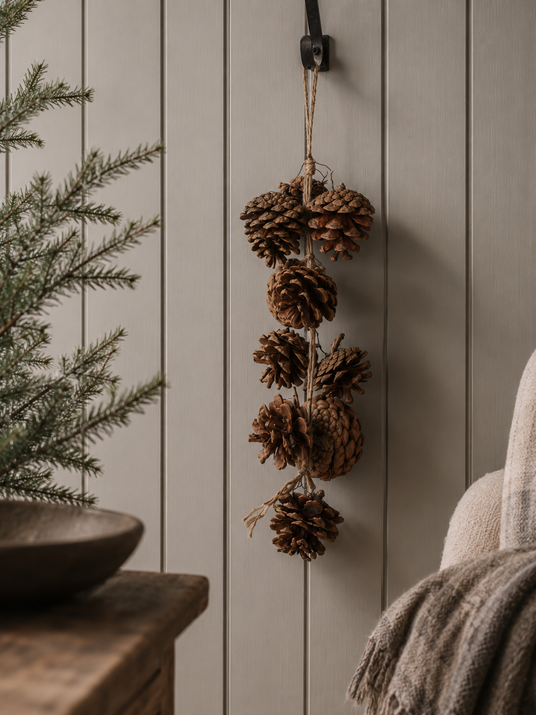 Rustic Jute Hanging Pinecones