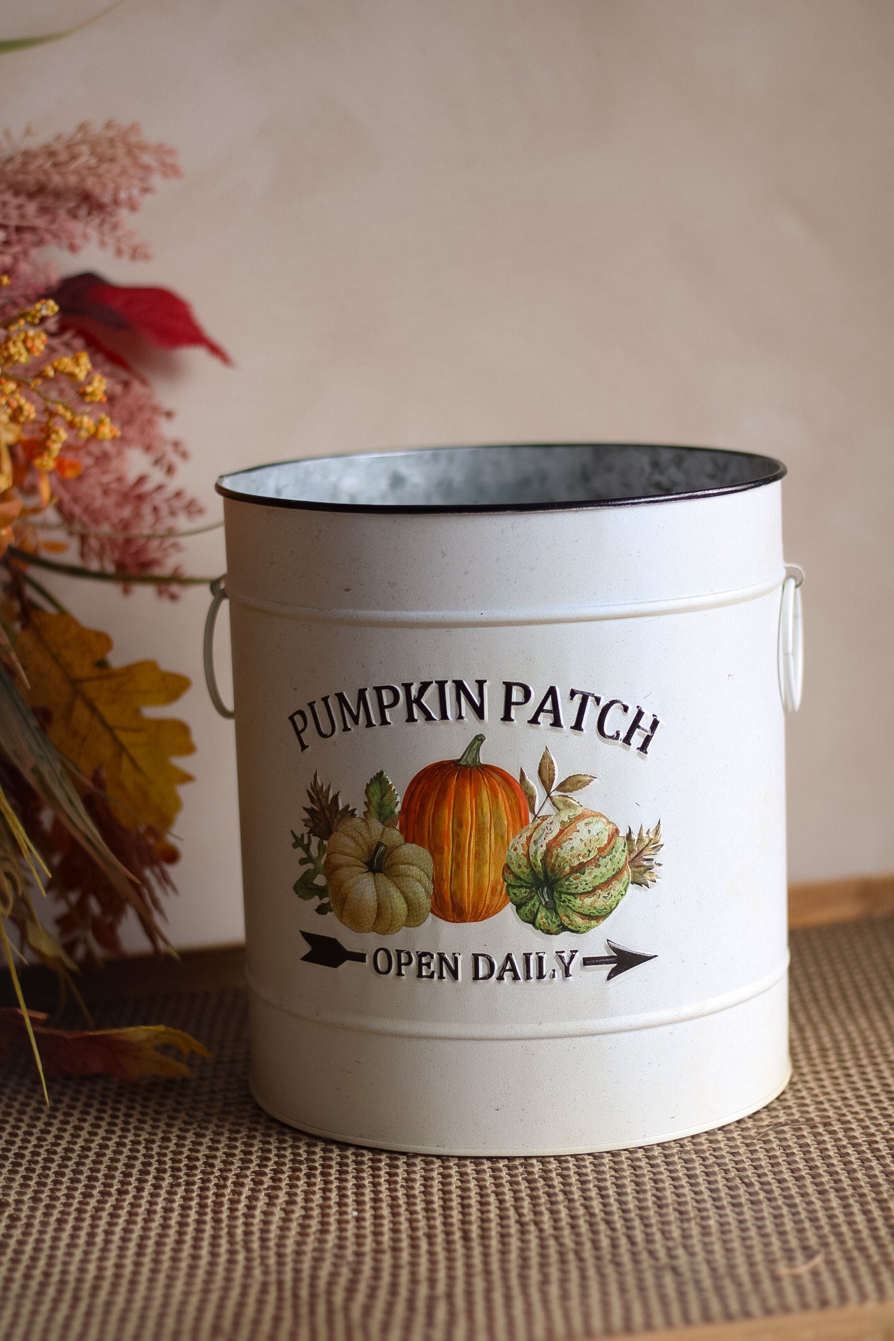 White decorative container with &